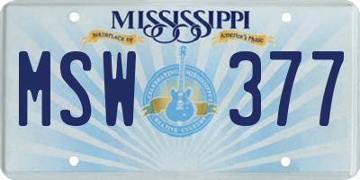 MS license plate MSW377