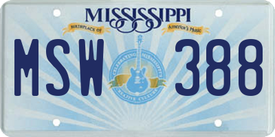 MS license plate MSW388