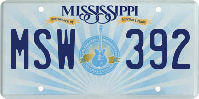 MS license plate MSW392