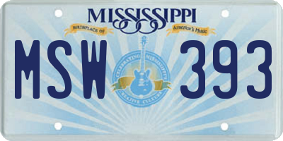 MS license plate MSW393