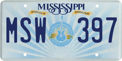 MS license plate MSW397