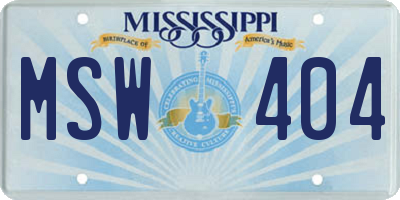 MS license plate MSW404