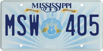 MS license plate MSW405