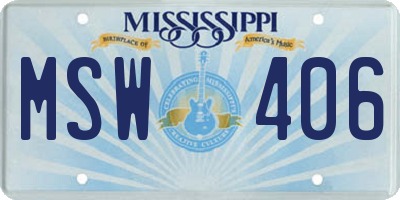 MS license plate MSW406