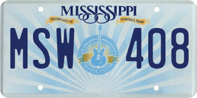MS license plate MSW408