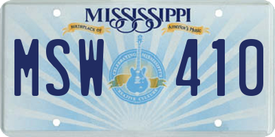 MS license plate MSW410