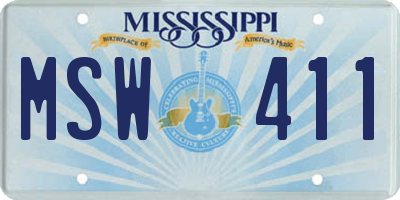 MS license plate MSW411