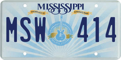 MS license plate MSW414