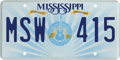 MS license plate MSW415