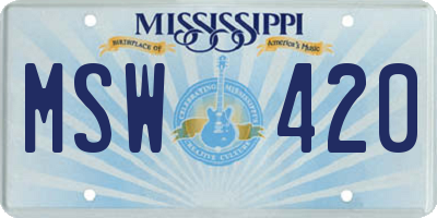 MS license plate MSW420