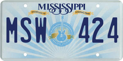MS license plate MSW424