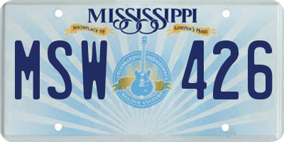 MS license plate MSW426