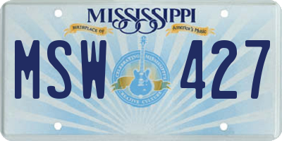 MS license plate MSW427