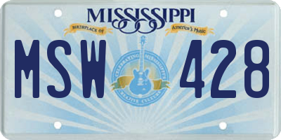 MS license plate MSW428