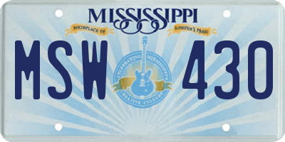 MS license plate MSW430