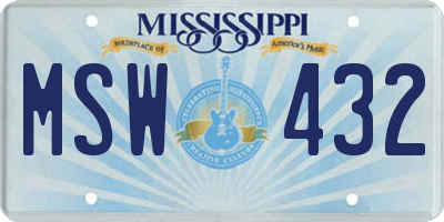 MS license plate MSW432
