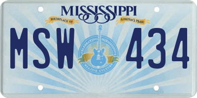 MS license plate MSW434