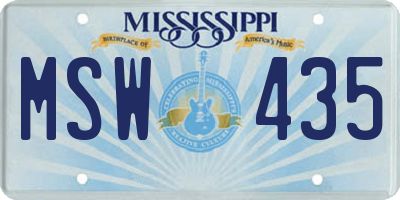 MS license plate MSW435