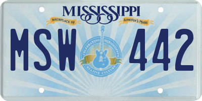 MS license plate MSW442