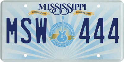 MS license plate MSW444