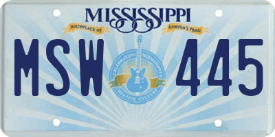 MS license plate MSW445