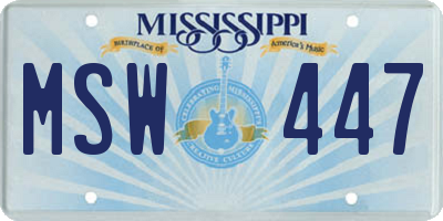 MS license plate MSW447