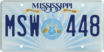 MS license plate MSW448