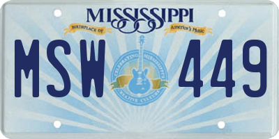 MS license plate MSW449