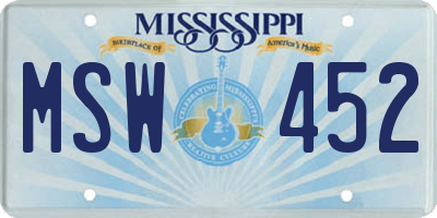 MS license plate MSW452
