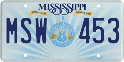MS license plate MSW453