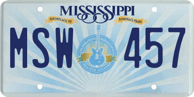 MS license plate MSW457