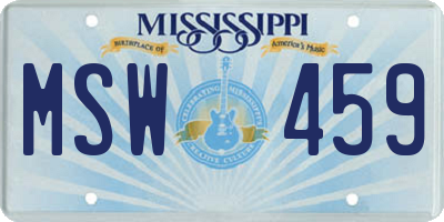 MS license plate MSW459