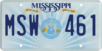 MS license plate MSW461