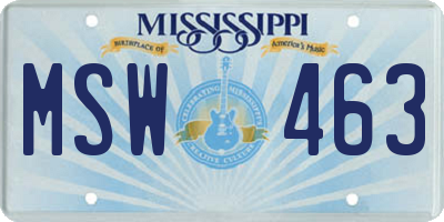MS license plate MSW463