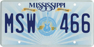 MS license plate MSW466