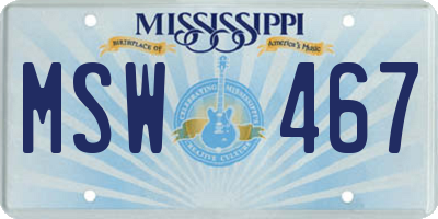 MS license plate MSW467