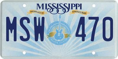 MS license plate MSW470