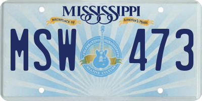 MS license plate MSW473