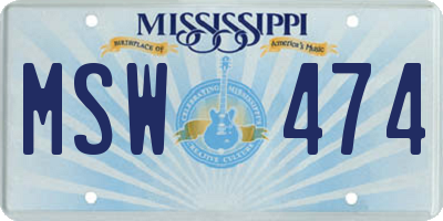 MS license plate MSW474