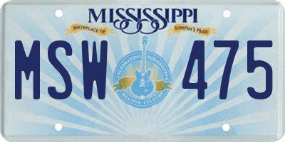 MS license plate MSW475