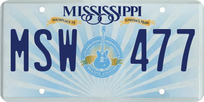 MS license plate MSW477