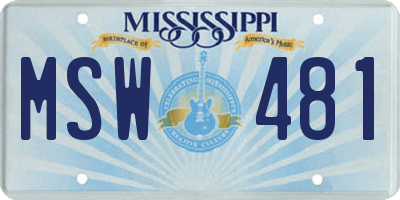 MS license plate MSW481