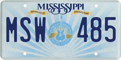 MS license plate MSW485
