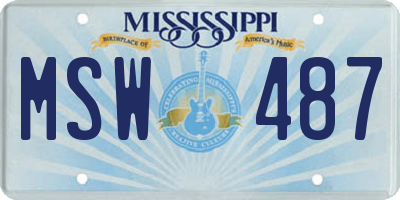 MS license plate MSW487