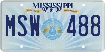MS license plate MSW488