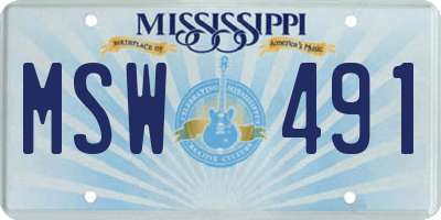 MS license plate MSW491
