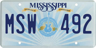 MS license plate MSW492