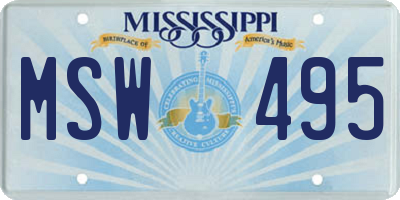 MS license plate MSW495
