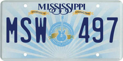 MS license plate MSW497