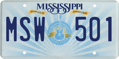 MS license plate MSW501